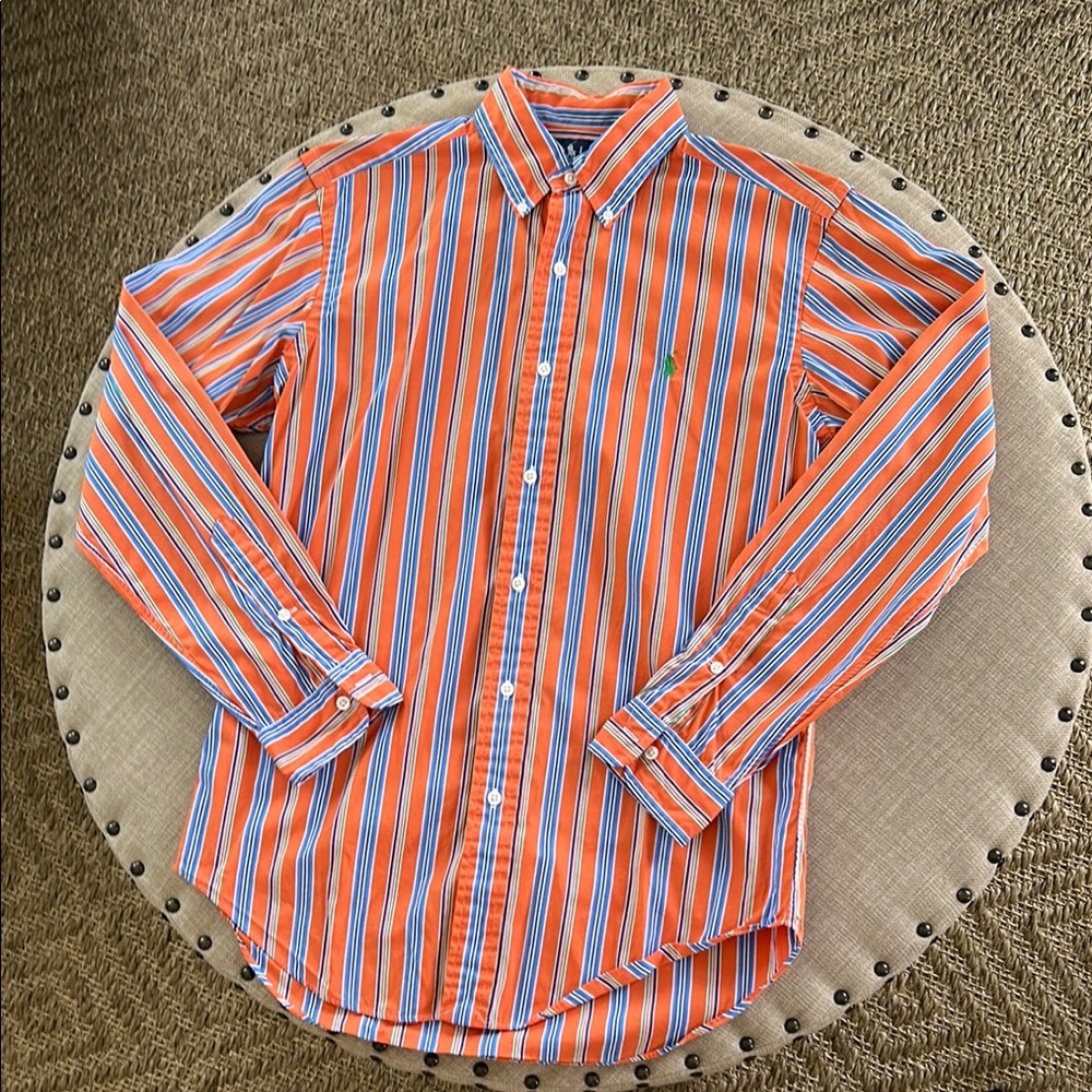 Ralph Lauren Orange and Blue Casual Button Down Shirt